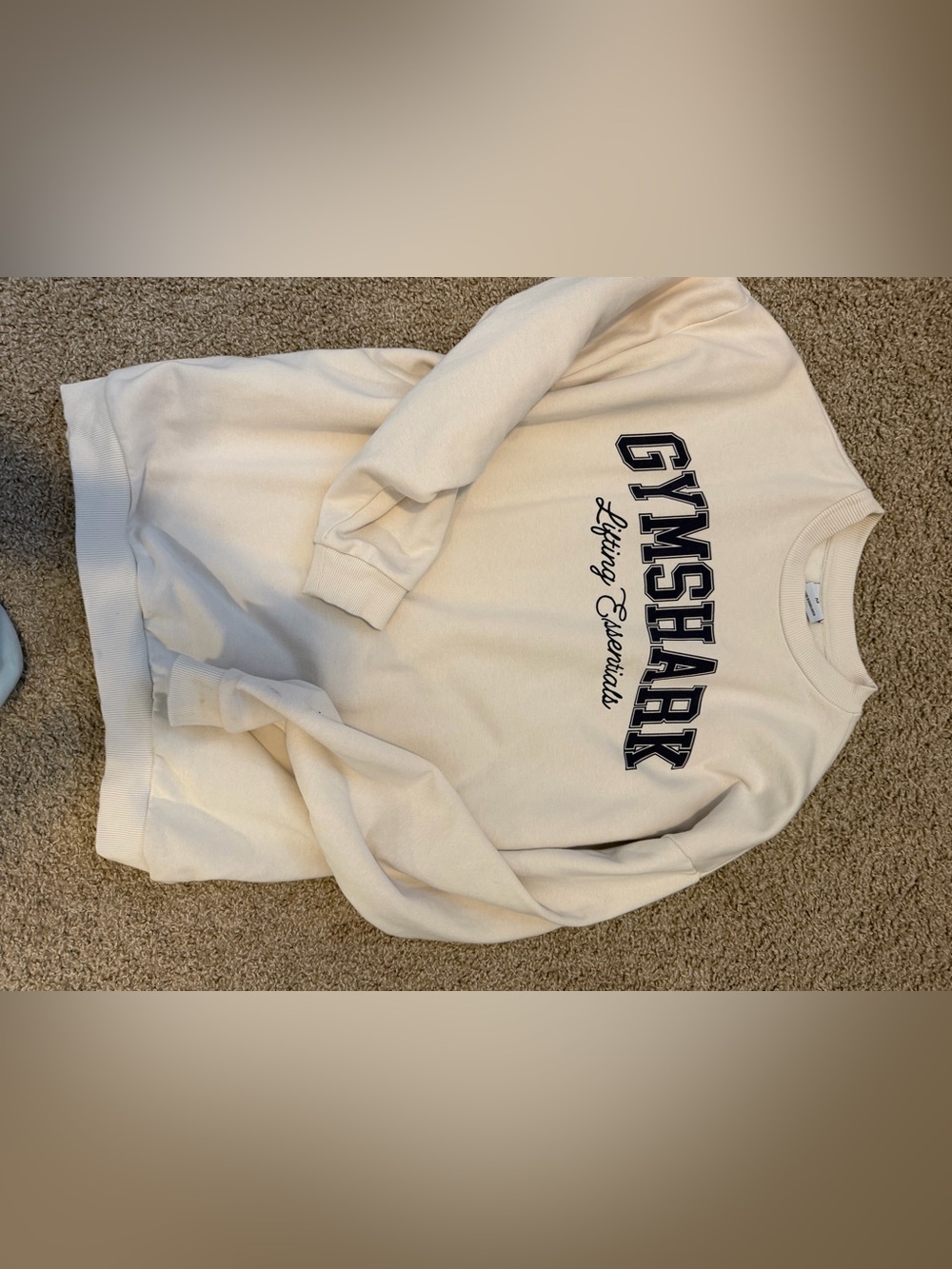 Gymshark Cream Crewneck with Logo Tag
